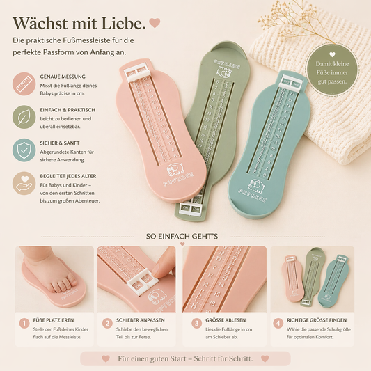 Fussmessleiste babyfüsse grösse 