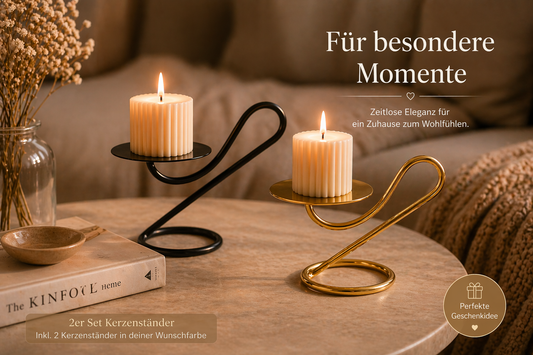 Kerzenständer 2er Set | Elegantes Metall Design in Gold oder Schwarz | Minimalistisch, zeitlos & stilvoll | Perfekte Geschenkidee